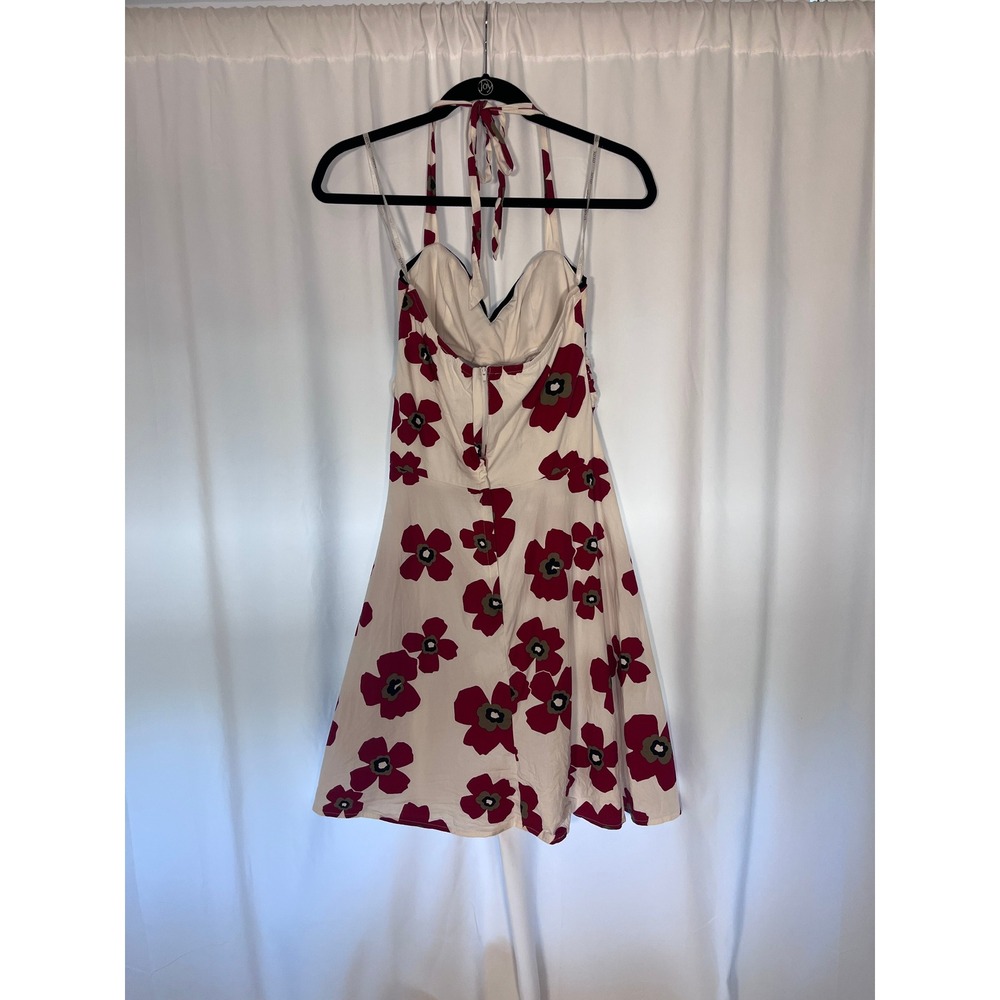 Vintage XOXO Floral Halter Dress Sz 9 Y2K 90s Ruched Corset Pinup Midi Romantic - Picture 3 of 7